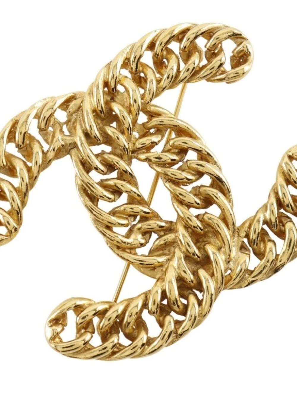 CHANEL COCO Mark Brooch Chain Plated Gold 37g Women